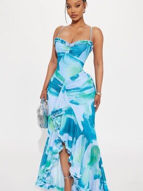 Fashion Nova | Dresses | Fashion Nova Tulum Waters Maxi Dress Teal |  Poshmark